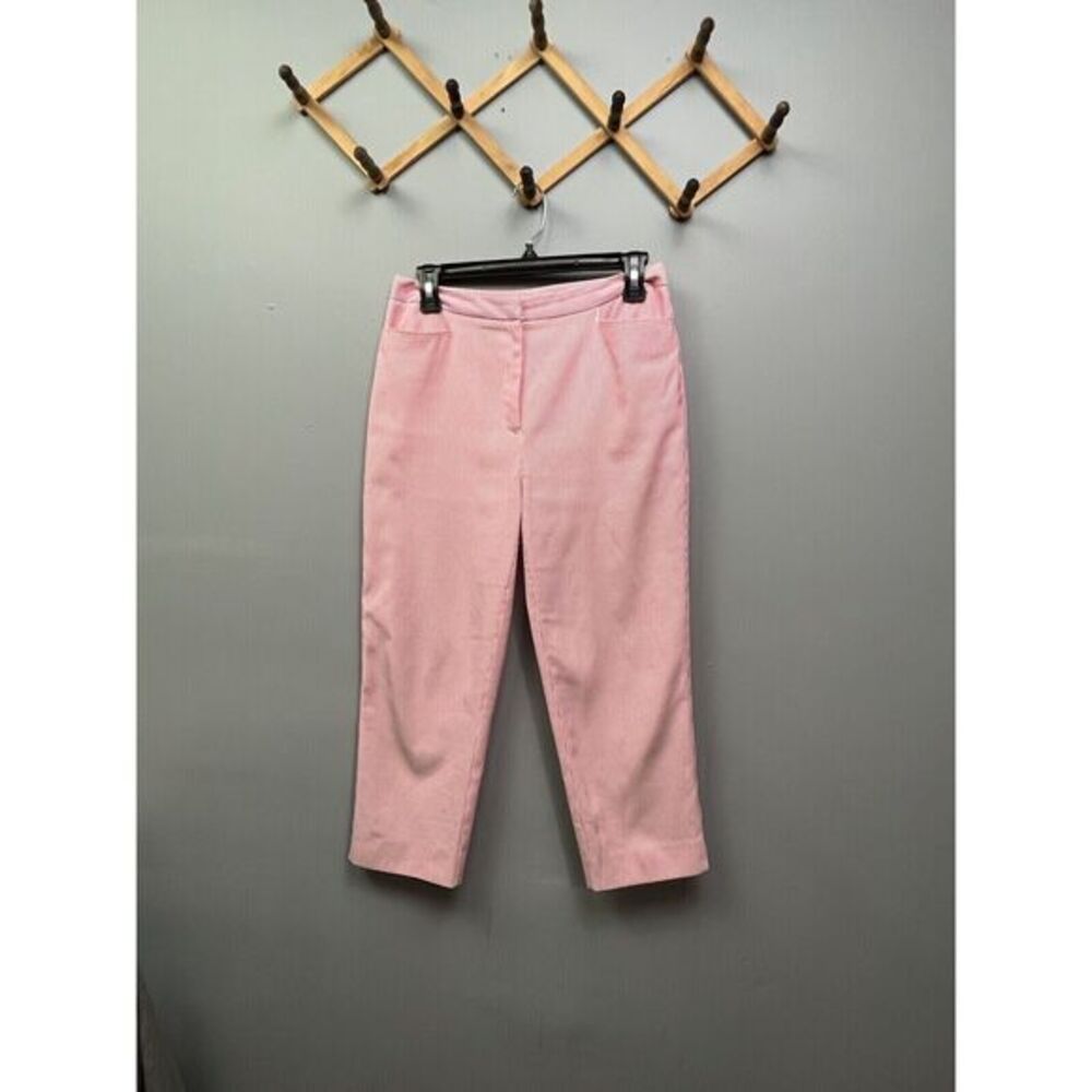 EP Pro Cropped Pants Womens 4 Pink/White striped Capri Golf Flat front Pockets